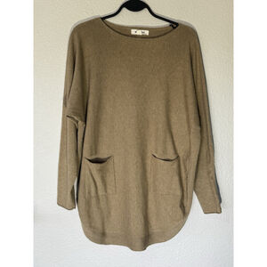 Meo Meli Oversized Tunic Sweater One Size Brown Pullover Pockets Lagenlook
